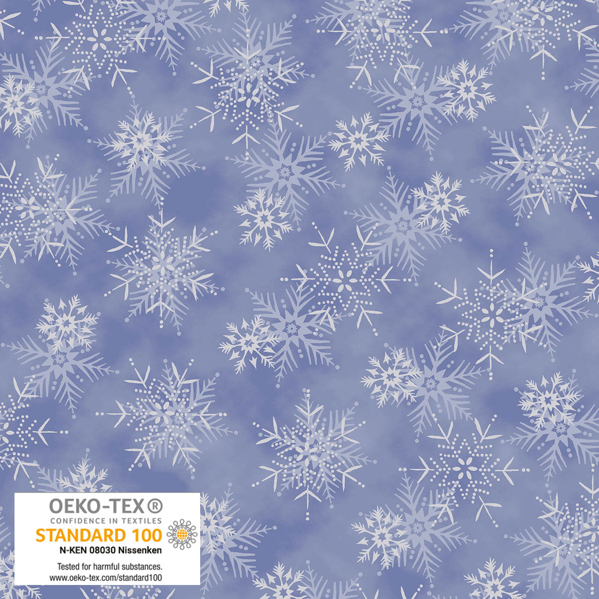 Frosty Snowflake - Medium Snowflakes - Light Blue with Silver Metallic | Stof Fabrics S-FROSTYSNOW-4590-611