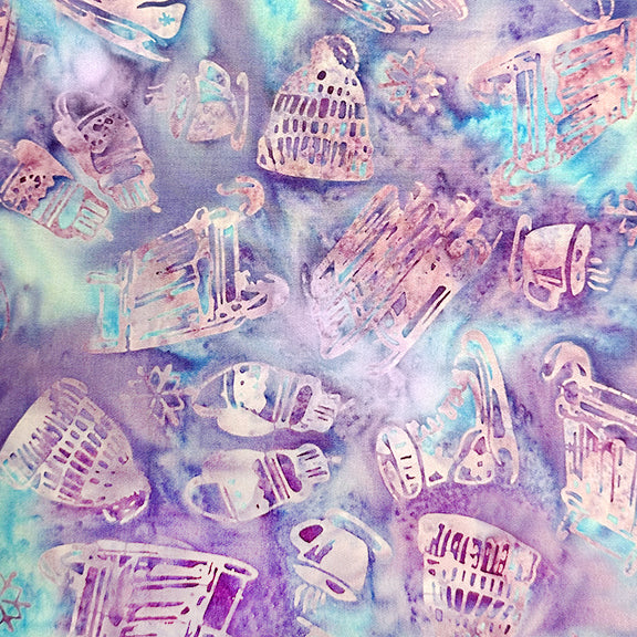 Tossed Sleds Batik - Blue Sapphire - 2025 AMNSH - Sledding Aqua