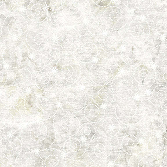 Snowflake Scroll Batik - Neutral Snow - 2025 AMNSH - Swirls Oyster