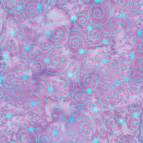 Snowflake Scroll Batik - Purple Urchin - 2025 AMNSH - Swirls Lavender