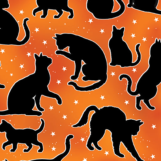 Halloween Spirit - Spooktacular Cats - Orange | Benartex 12545G-38