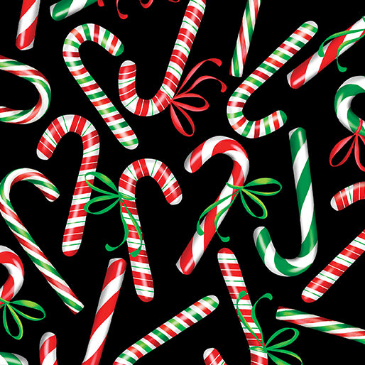 Sweet Holidays - Candy Canes & Bows - Black