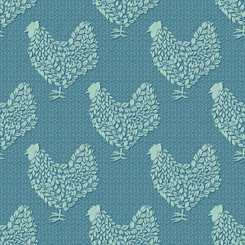 French Hill Farms - Chickens - Teal | Blank Quilting 1848-75