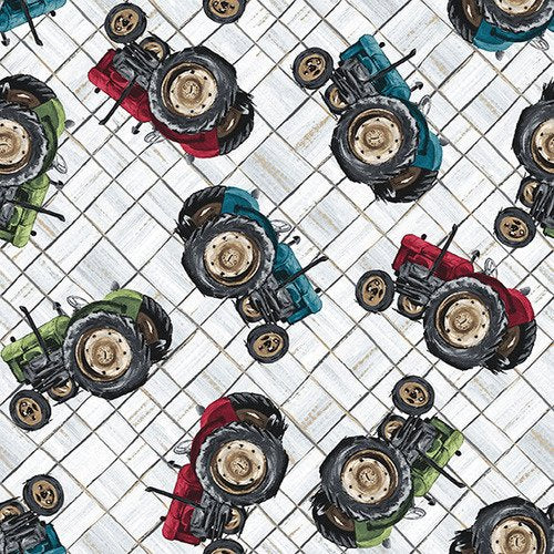 French Hill Farms - Tossed Tractors - Lt. Gray | Blank Quilting 1852-90