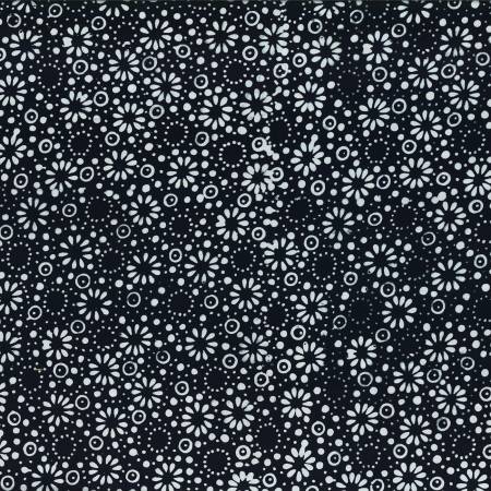 Moonlight - Black/White Dotted Daisies Batik - O | Wilmington Prints 22266-991