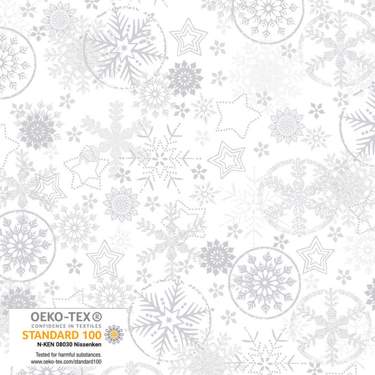 Frosty Snowflake - Big Snowflakes - White with Silver Metallic