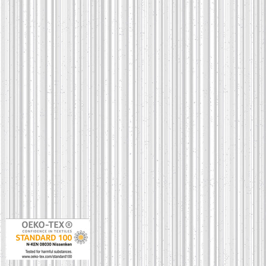 Frosty Snowflake - Stripes - White with Silver Metallic