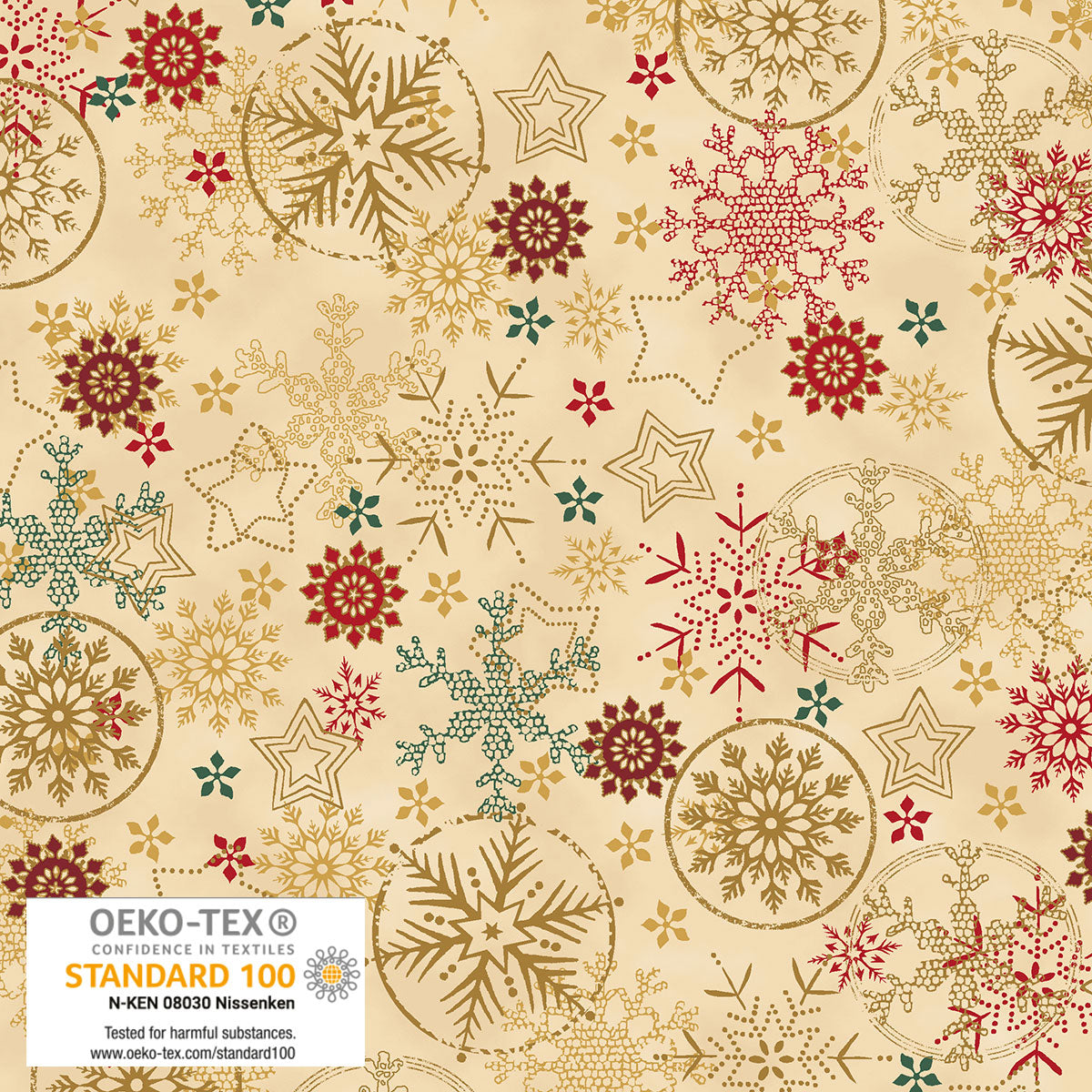 Frosty Snowflake - Big Snowflakes - Beige with Gold Metallic