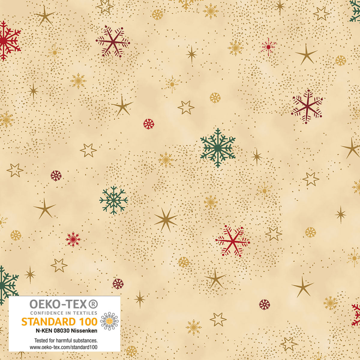 Frosty Snowflake - Snowflakes and Sprinkle - Beige with Gold Metallic | Stof Fabrics S-FROSTYSNOW-4590-206