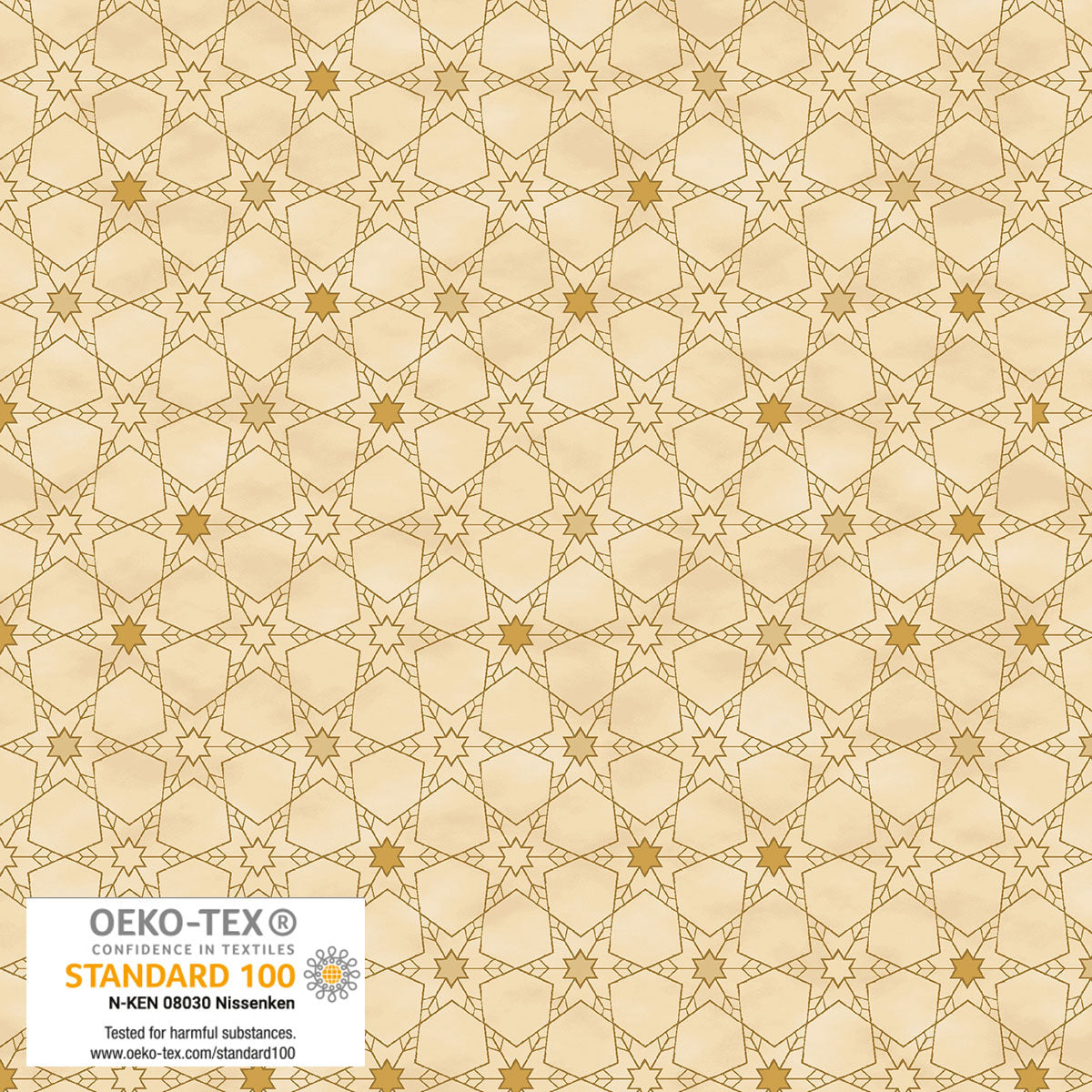 Frosty Snowflake - Geometric Star - Beige with Gold Metallic