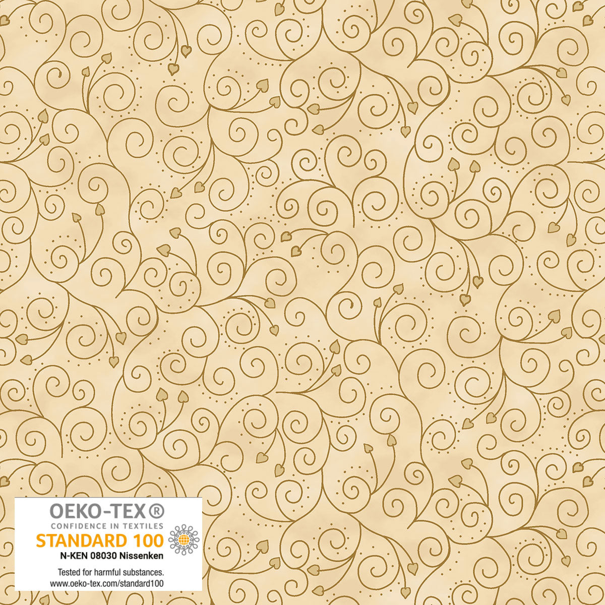 Frosty Snowflake - Scroll/Heart Branches - Beige with Gold Metallic | Stof Fabrics S-FROSTYSNOW-4590-212