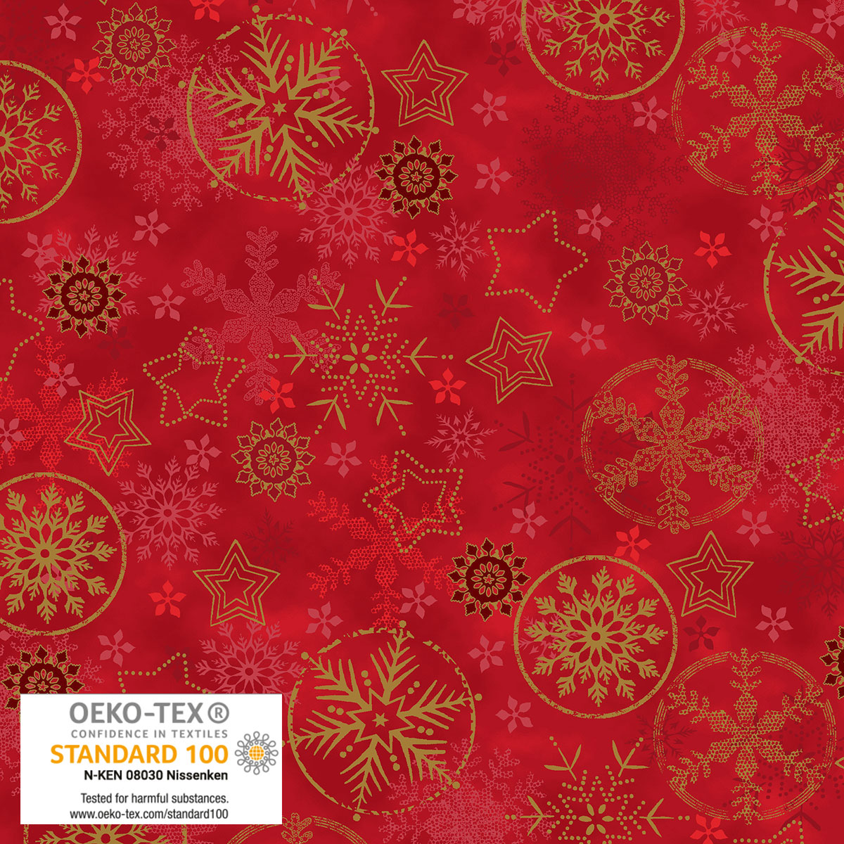 Frosty Snowflake - Big Snowflakes - Red with Gold Metallic