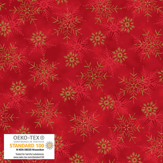 Frosty Snowflake - Medium Snowflakes - Red with Gold Metallic