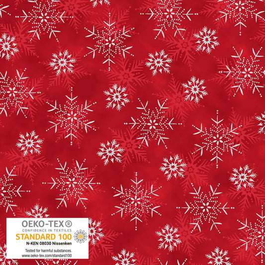 Frosty Snowflake - Medium Snowflakes - Red with Silver Metallic