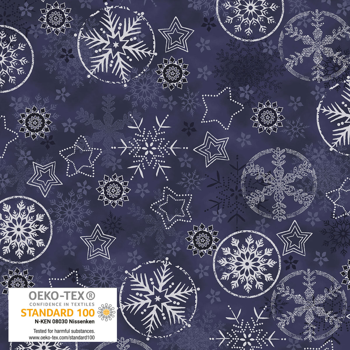 Frosty Snowflake - Big Snowflakes - Blue with Silver Metallic