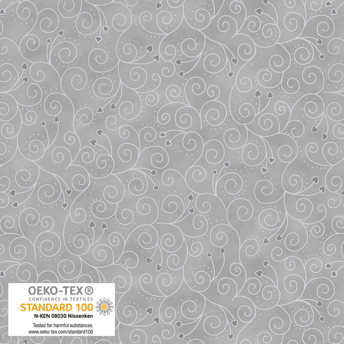 Frosty Snowflake - Scroll/Heart Branches - Gray with Silver Metallic