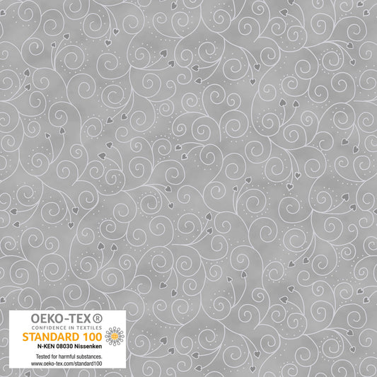 Frosty Snowflake - Scroll/Heart Branches - Gray with Silver Metallic