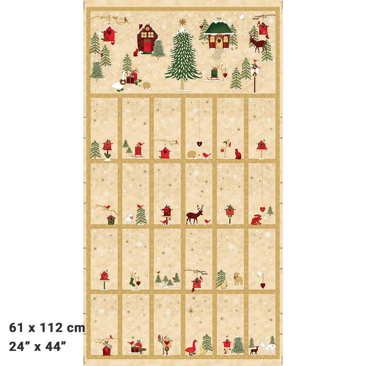 Panel - Frosty Snowflake - Advent Calendar Panel - Beige/Tan with Gold Metallic