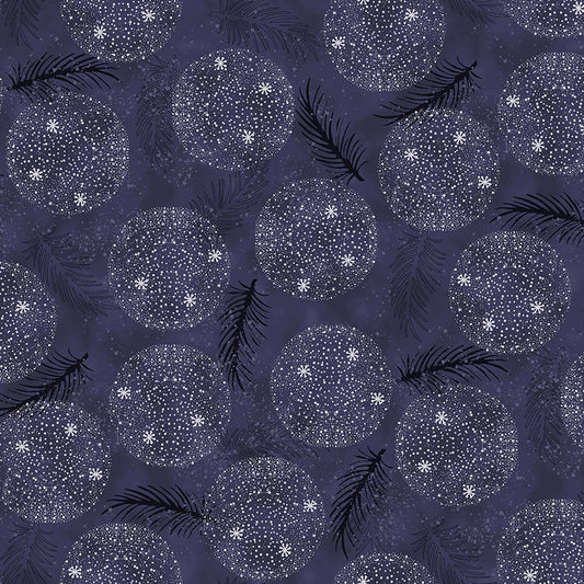 Christmas Is Near - Silver Spheres - Dark Blue with Silver Metallic