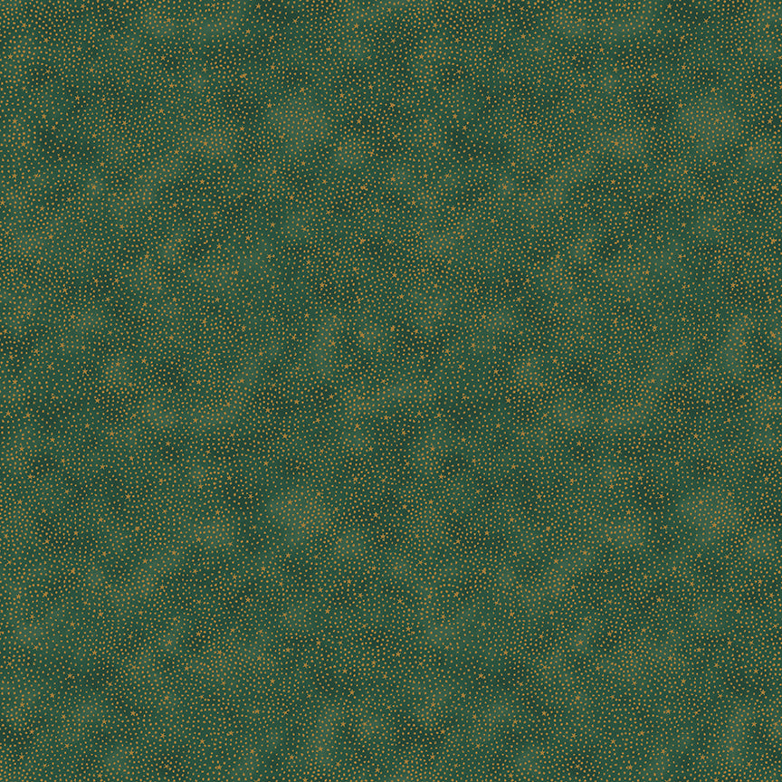 Christmas Is Near - Tiny Stars & Dots - Christmas Green with Gold Metallic