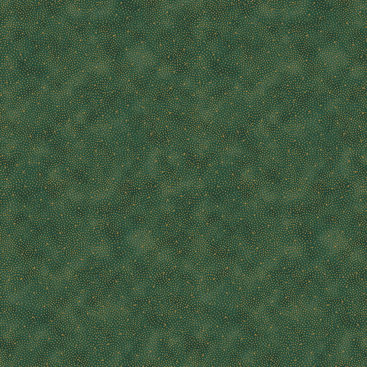 Christmas Is Near - Tiny Stars & Dots - Christmas Green with Gold Metallic