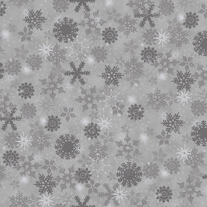 Christmas Is Near - Packed Tossed Motifs - Light Gray with Silver Metallic