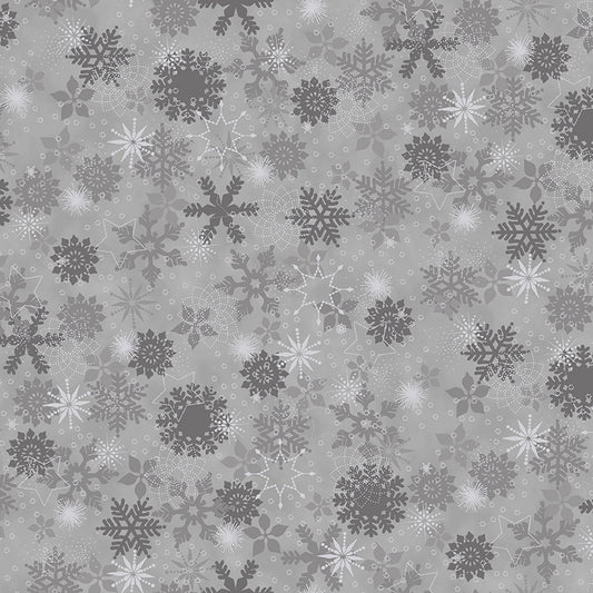 Christmas Is Near - Packed Tossed Motifs - Light Gray with Silver Metallic