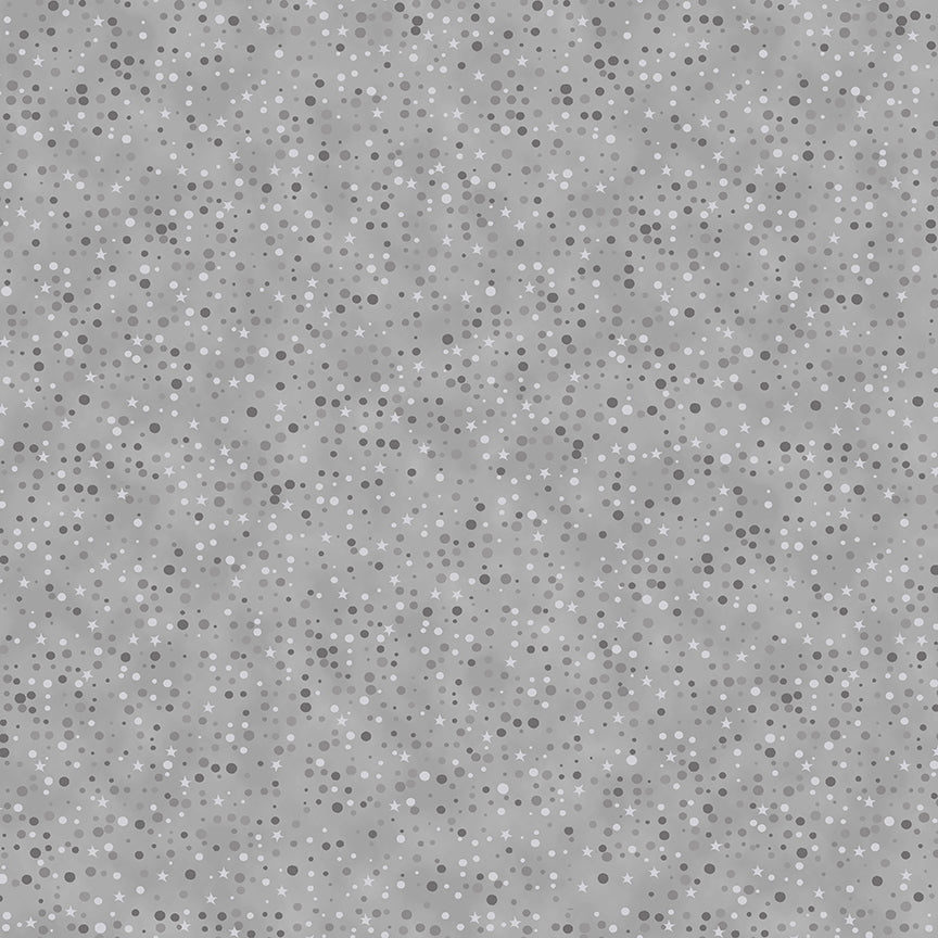 Christmas Is Near - Dots & Stars - Light Gray with Silver Metallic