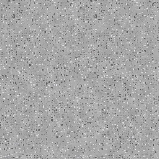 Christmas Is Near - Dots & Stars - Light Gray with Silver Metallic