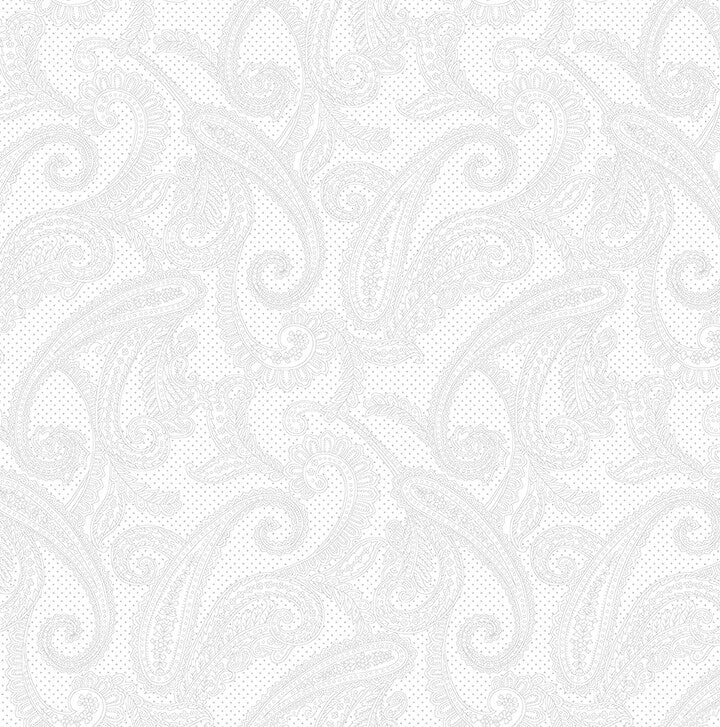 Cream & Sugar IX - Paisley - Pigment White on White - White | Studio E Fabrics 5103-01W