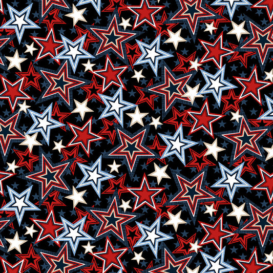 American Muscle - Multi Stars - Patriotic | Studio E Fabrics 5339-78