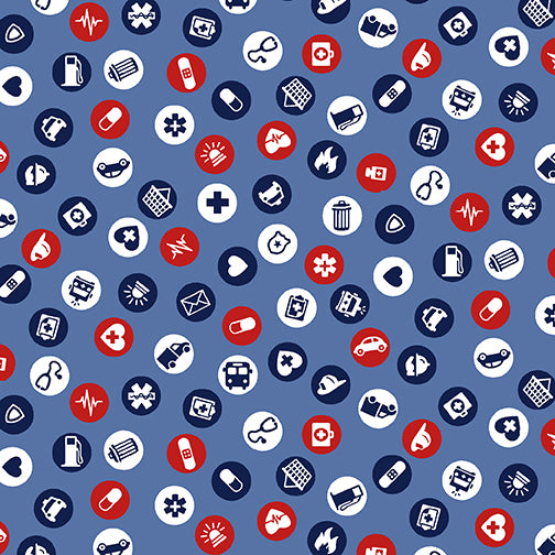 Essential Heroes - Essential Symbols - Medium Blue | Studio E Fabrics 5657-71