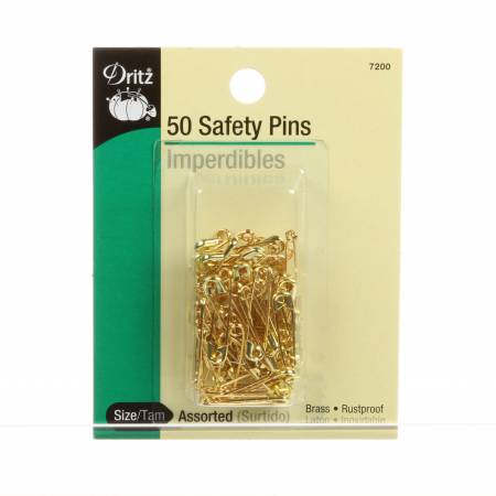 Safety Pins - Brass Assorted Size 00/0 50ct