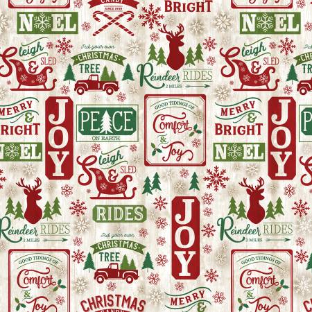 Comfort & Joy - Christmas Patch On Wood - Natural