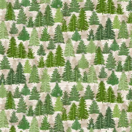 Comfort & Joy - Pine Trees On Wood - Natural