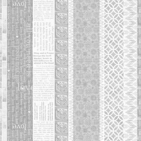 Opposites Attract - Newspaper Pattern Love Stripe - Grey