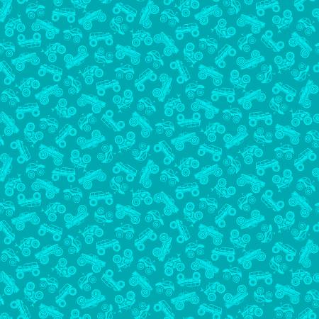 Monster Trucks - Mini Monster Trucks - Teal | Michael Miller Fabrics CX10469-TEAL-D