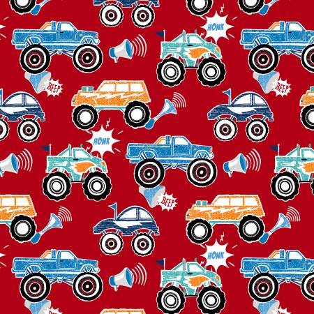 Monster Trucks - Monster Jam - Red | Michael Miller Fabrics DCX10464-REDX-D