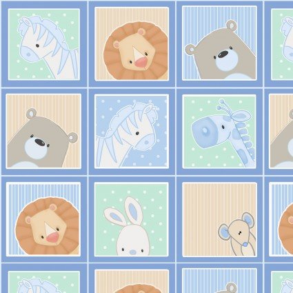 Little Peepers Flannel - Small Blocks Peeking Animals | Henry Glass F9720-11