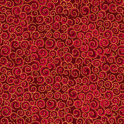 Spirals - Metallic - Red with Gold Metallic | Blank Quilting M9994-88