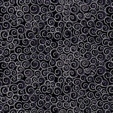 Spirals - Metallic - Black with Silver Metallic | Blank Quilting M9994-99