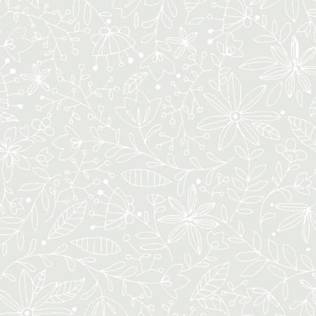 Ramblings 13 - Outline Floral - White on White