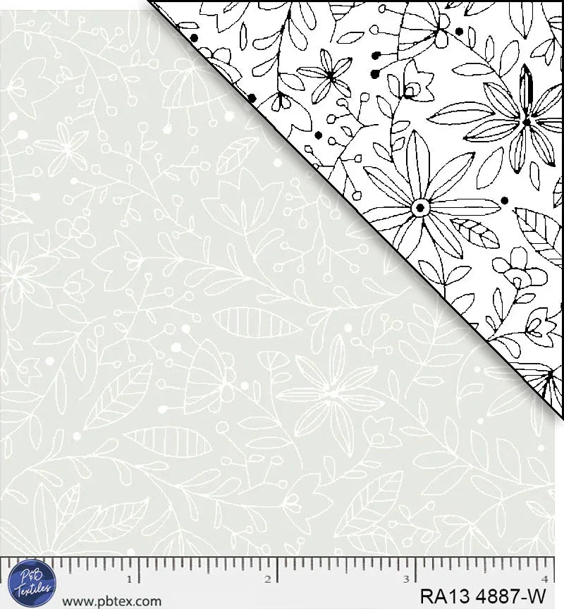 Ramblings 13 - Outline Floral - White on White
