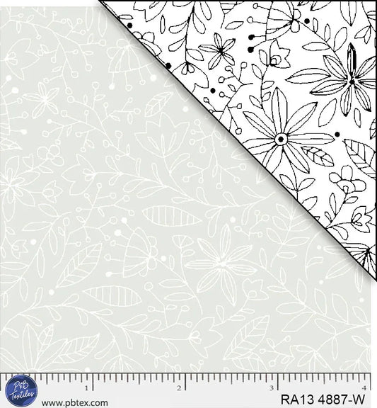 Ramblings 13 - Outline Floral - White on White