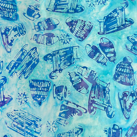 Tossed Sleds Batik - Blue Mystic - 2025 AMNSH - Sledding Azure