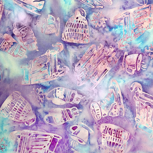 Tossed Sleds Batik - Blue Sapphire - 2025 AMNSH - Sledding Aqua