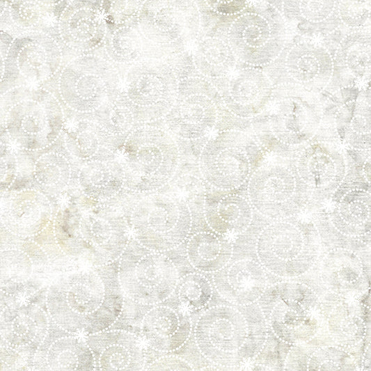 Snowflake Scroll Batik - Neutral Snow - 2025 AMNSH - Swirls Oyster