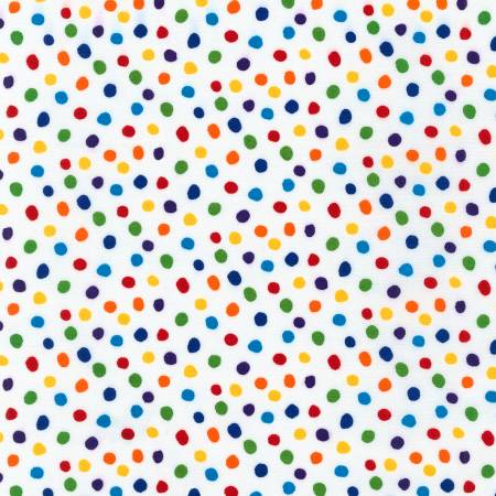 Dot and Stripe Delights - Small Dots - Rainbow Multi on White | Robert Kaufman SRK-19934-263