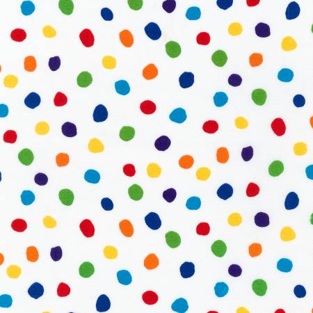 Dot and Stripe Delights - Large Dots - Rainbow Multi on White | Robert Kaufman SRK-19935-263