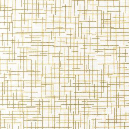 Quilter's Linen - White with Gold Metallic | Robert Kaufman SRKM-14476-1